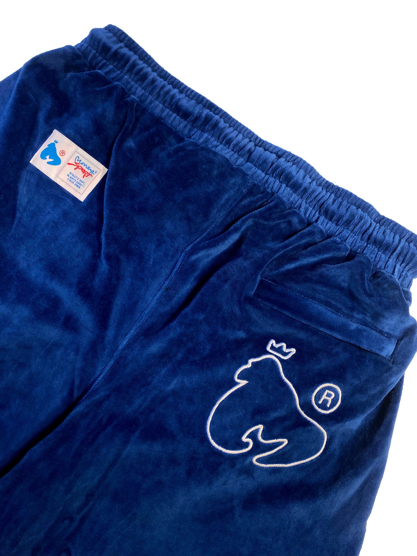 MONEY VELOUR TRACK SHORT-BLUE
