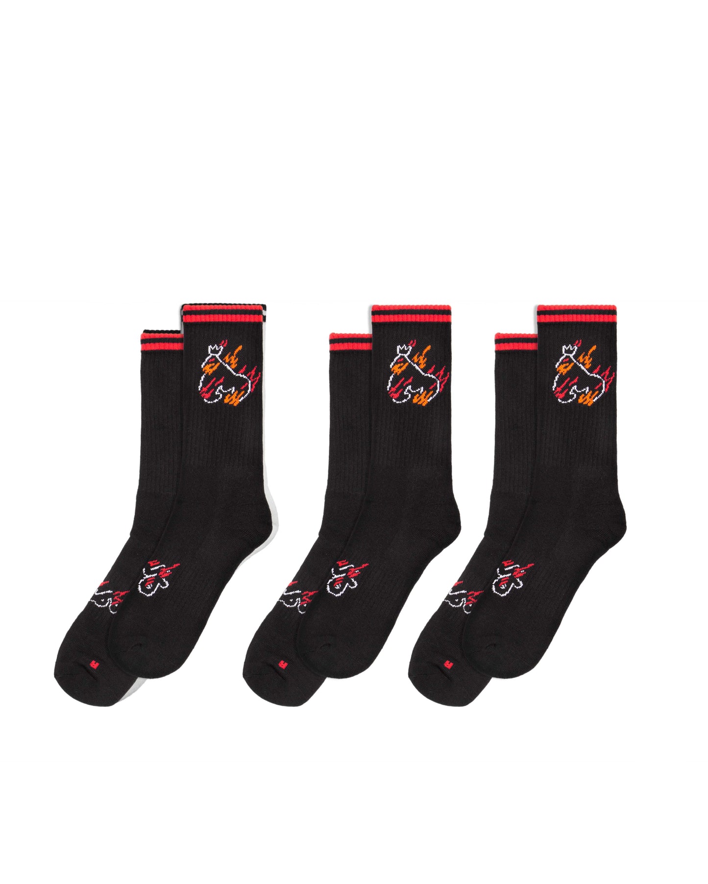 FLAMING APE SPORT SOCK 3PK - BLACK