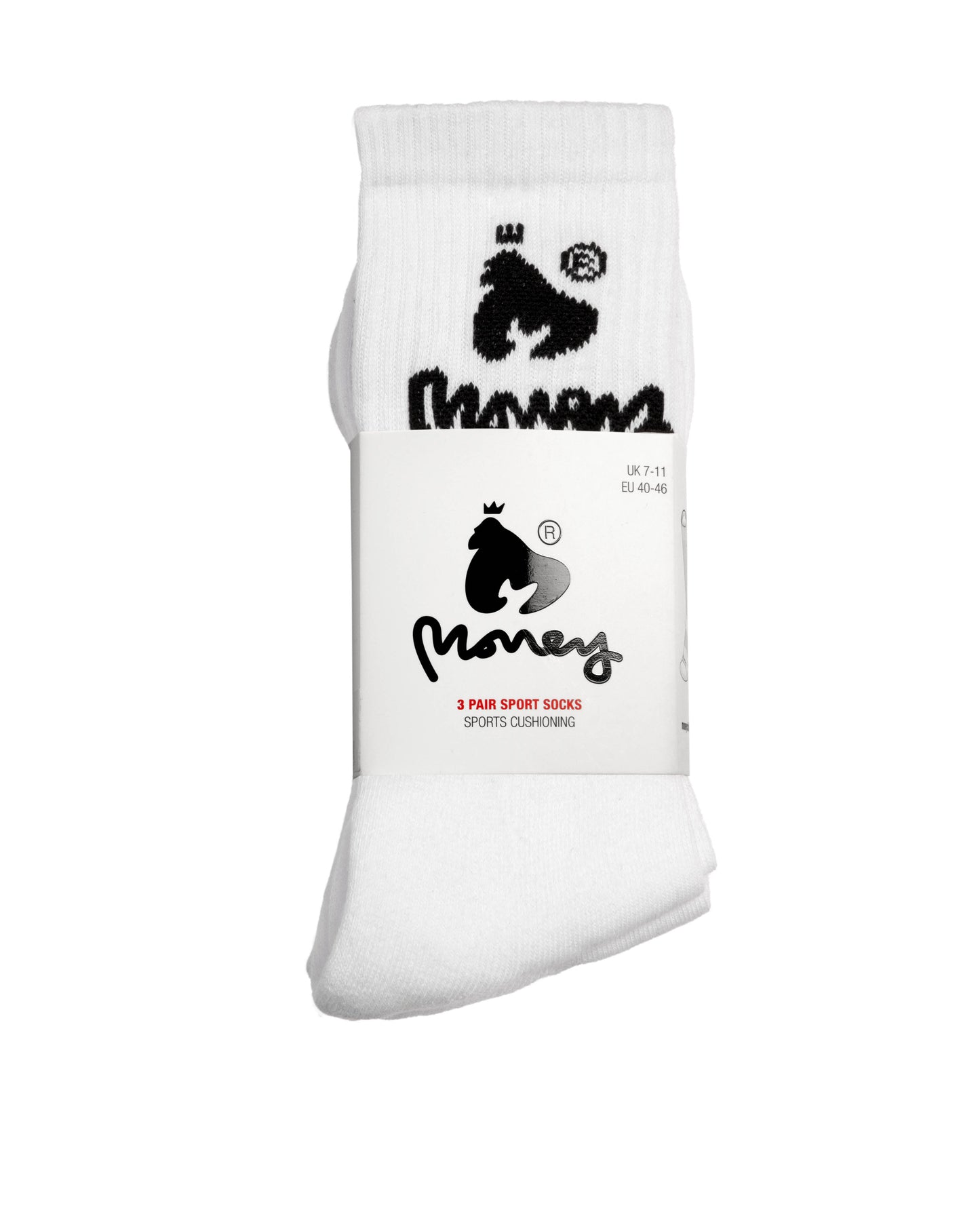 MONEY SIG APE SPORT SOCK 3PK - WHITE